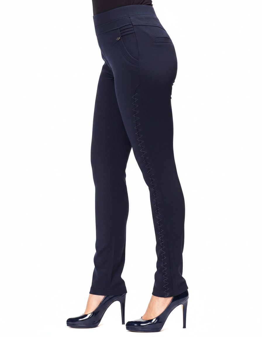 Black Skinny Dress Pants with Tuxedo Stripe