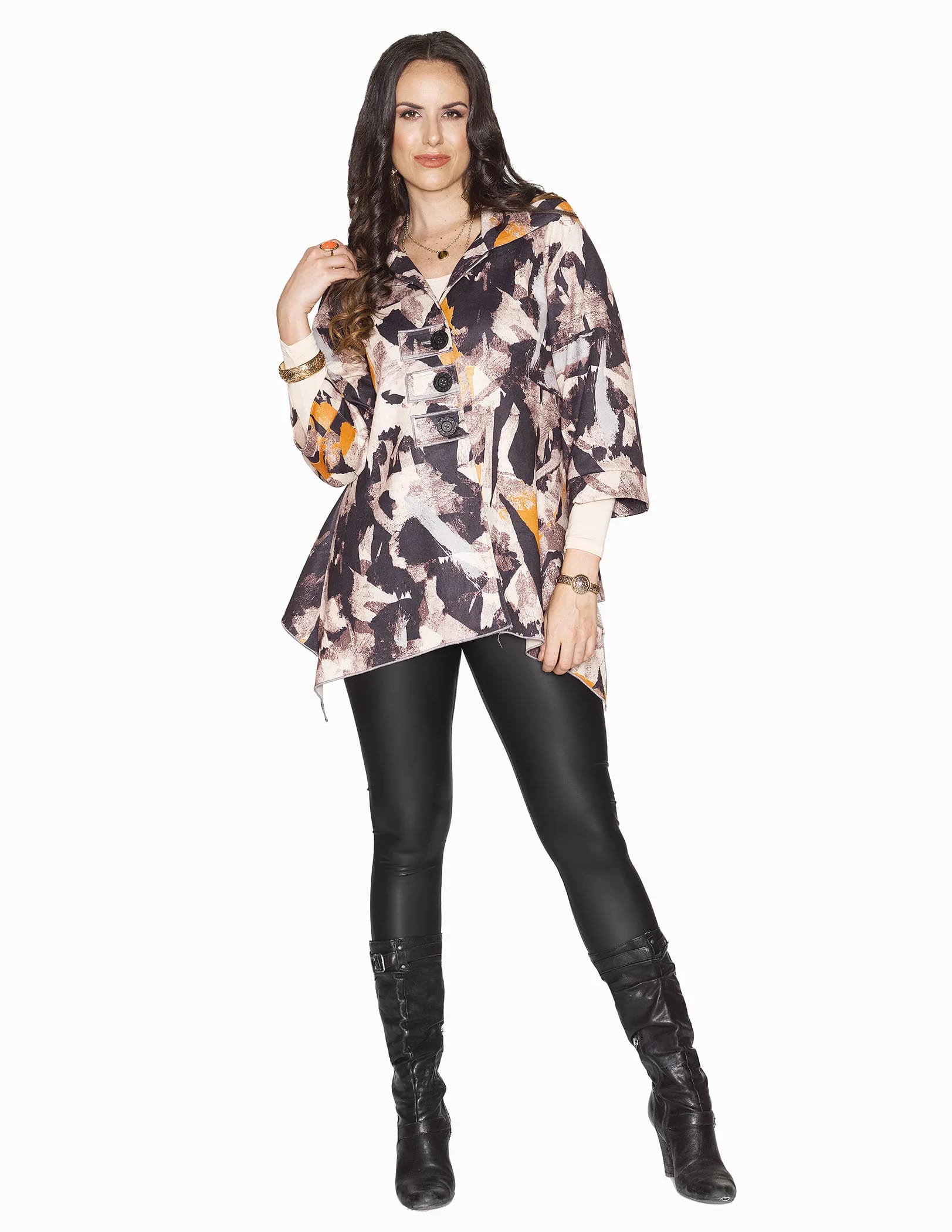 Abstract Brushstroke Print Tunic