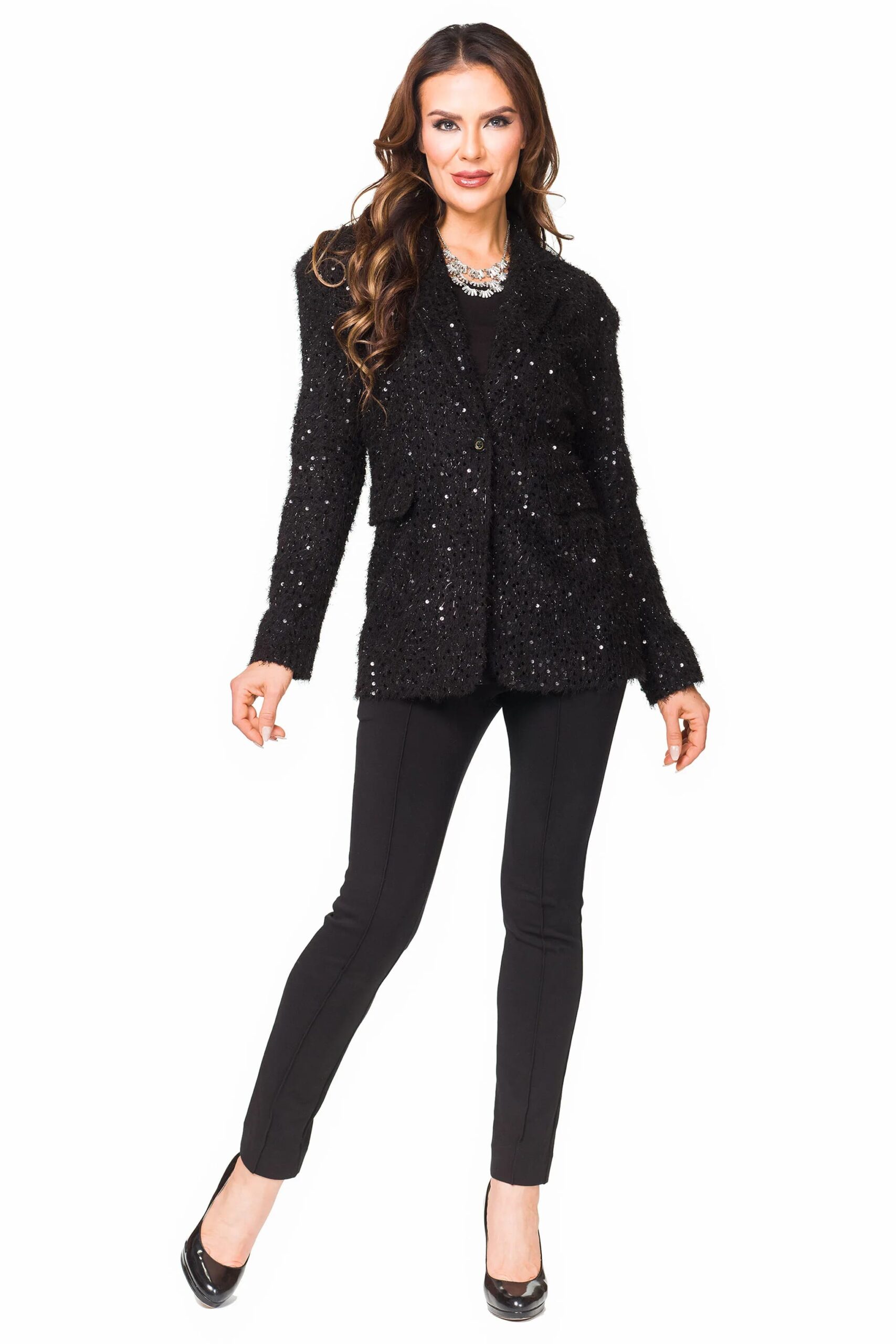 Black Tweed Sequin Blazer