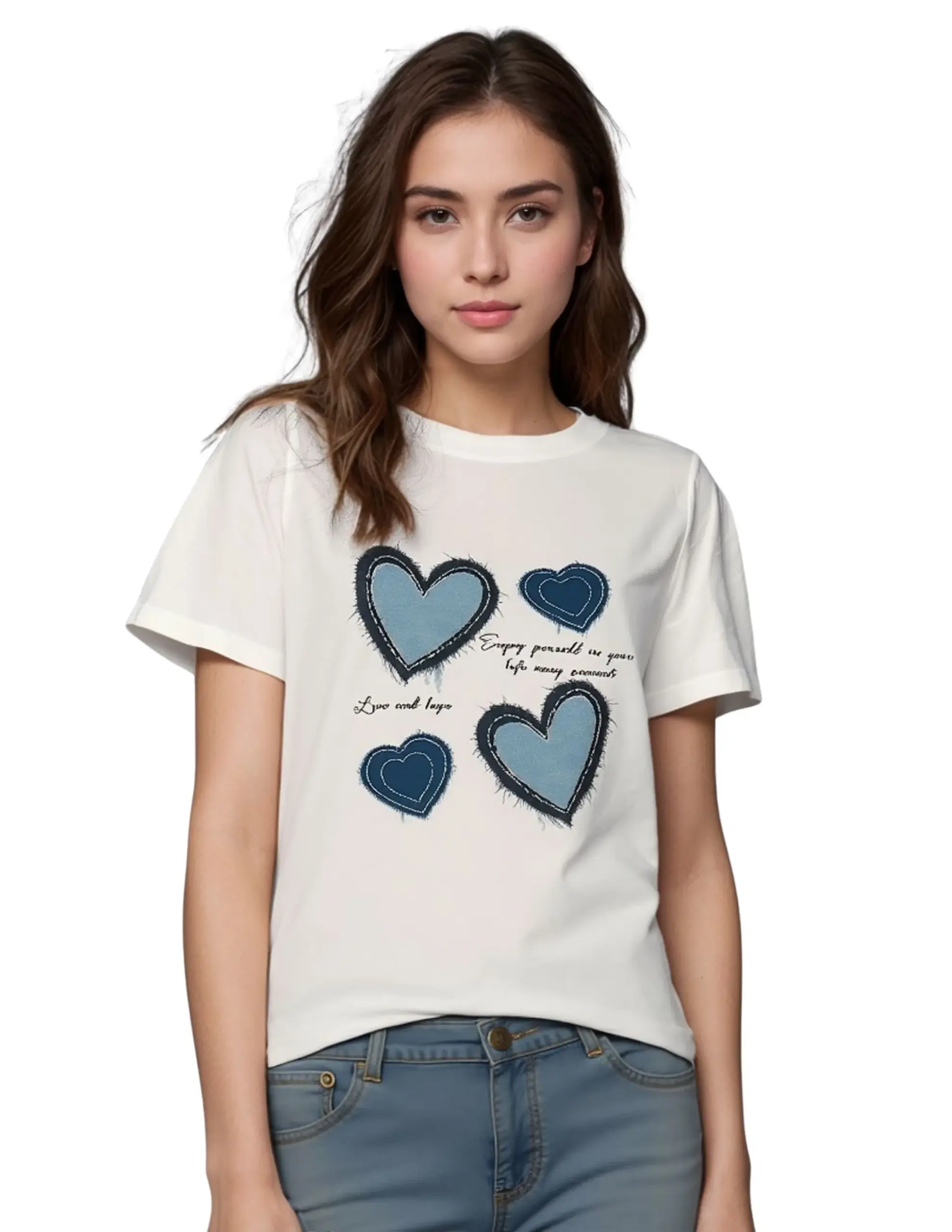 Denim Heart Graphic Cotton Tee